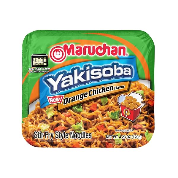 MARUCHAN YAKISOBA ORANGE CHICKEN, JAPANESE INSTANT RAMEN NOODLES, 4.23 OZ