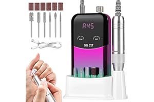 JEWHITENY Portable Nail Drill SG717 Electric Nail File,45000RPM Professional Rechargeable Nail E-File Machine for Acrylic Gel Nails,Remove Nail Gel Polish(Purple)