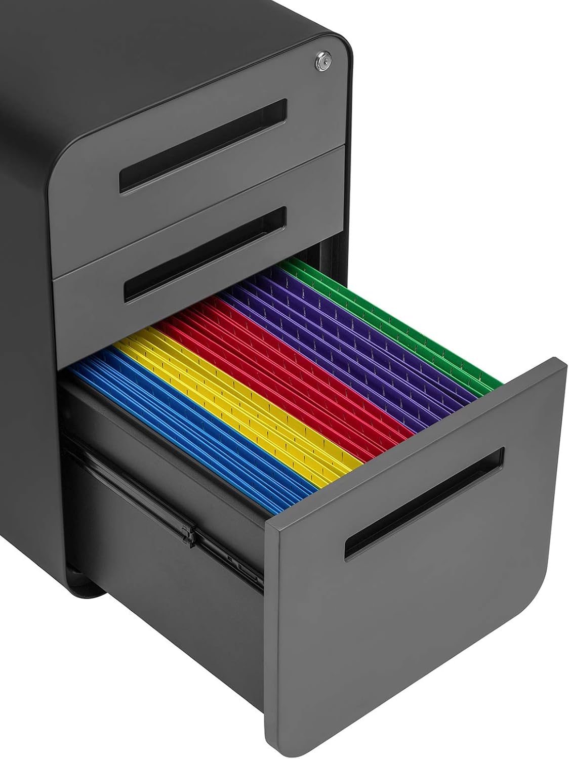 Stockpile 3-Drawer File Cabinet, Commercial-Grade (Black/Grey): Kitchen & Dining