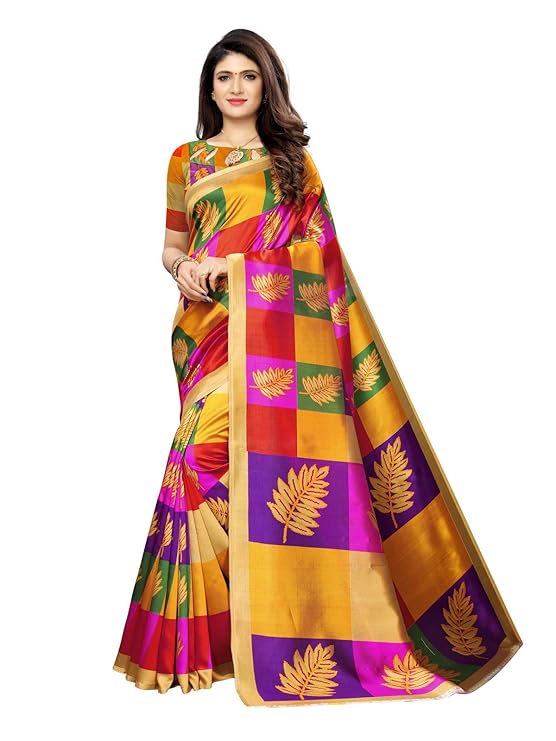 Women's Poly Silk Printed Saree with Blouse
