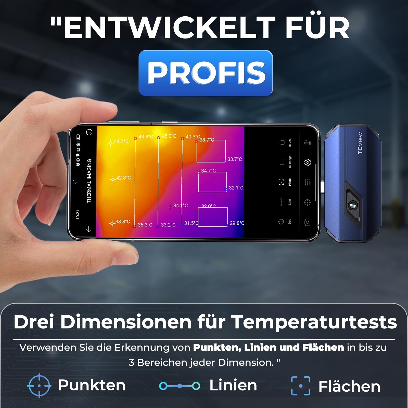 TOPDON Wärmebildkamera -TC001, 512x384 TISR Auflösung, ＜40mK Wärmeempfindlichkeit, 25Hz, Testbereich -20 ℃ bis 550 ℃, 0,1 ℃ Testpräzision, entwickelt für Android phones/Tablets und Windows Laptops 5