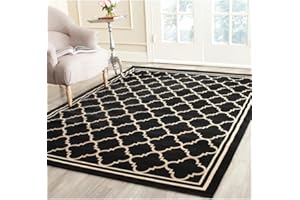 SAFAVIEH Courtyard Collection Area Rug - 5'3" x 7'7", Black & Beige, Trellis Design, Non-Shedding & Easy Care, Indoor/Outdoor & Washable-Ideal for Patio, Backyard, Mudroom (CY6918-226)