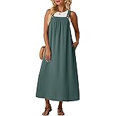Lepunuo Summer Dresses for Women 2026 Casual Boho Overall Dress Adjustable Cover up with Pockets