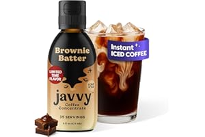 JAVVY Coffee Concentrate - Limited Release Flavors - Cold Brew Coffee, Perfect for Hot or Iced Instant Coffees, Hot Drinks, Cold Brew Concentrate, 35 Servings - Brownie Batter