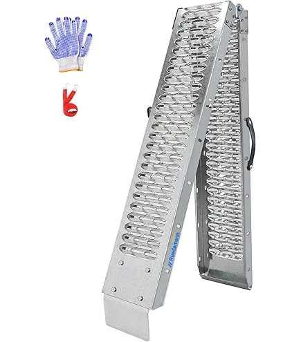 HiiKaa 10FT Aluminum Pickup Truck Ramp,Loading Ramps For Motorcycle,Lawn Mower,ATVs UTVs,Golf Cart,Lawn Mover,Folding Portable Shed Ramp 600 Lbs Weight Capacity 1PC,120" L X 12" W