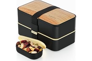 Bentoheaven Premium Bento Box Adult Lunch Box with Compartments for Women & Men, Set of Utensil & Chopsticks & Dip Container, Cute Japanese Kids Bento Lunch Box, Microwavable (Symph-Onyx)