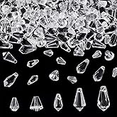 AHANDMAKER 250pcs Faceted Crystal Beads 5 Styles Clear Teardrop Pendant Crystal Bead Loose Drop Beads for Chandelier Jewelry Making Earring Necklaces Bracelets