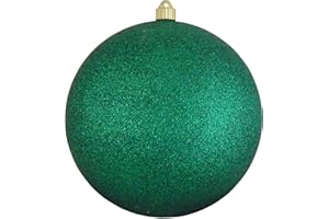 Christmas By Krebs 10" (250mm) Emerald Green Glitter [1 Piece] Extra Large Solid Oversized Huge Big Outdoor Plastic, Water Resistant Ball Ornament Hanging Tree Decorations