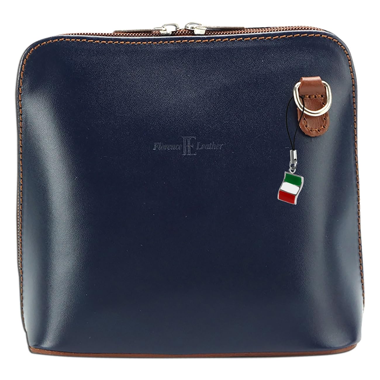 Florence OTF109B Women's Evening Bag Dark Cyan Blue Brown Genuine Leather Shoulder Bag