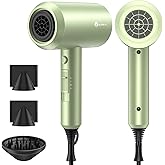 slopehill Professional Ionic Hair Dryer, Powerful 1800W Fast Drying Low Noise Blow Dryer with 2 Concentrator Nozzle 1 Diffuser Attachments for Home Salon Travel (Lime Cream)