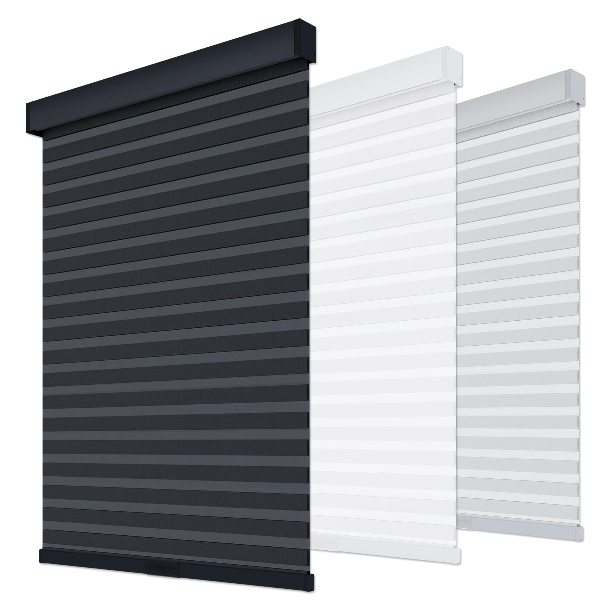 Photo 1 of Cordless Zebra Blinds for Windows, Day and Night, Free-Stop (22" W x 72" H, Black), Safe for Kids