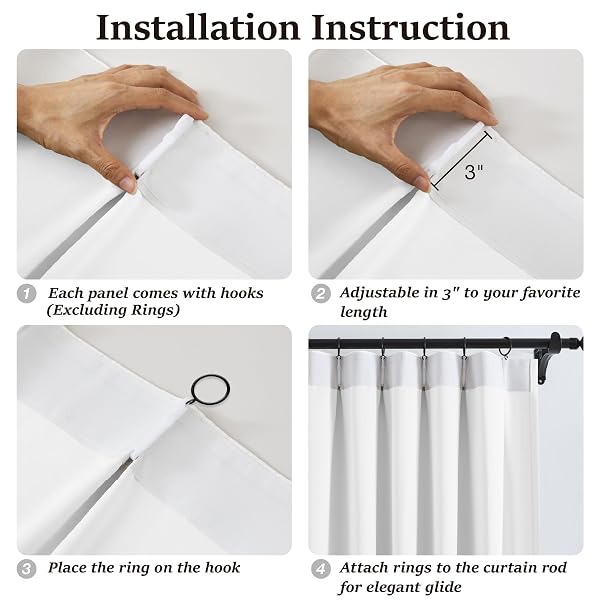 KANGBANG WHITE PINCH PLEAT CURTAINS 96 INCHES LONG FOR LIVING ROOM, LIGHT BLOCKING THERMAL SOLID PLEATED CURTAIN PANELS WITH HOOKS FOR BABY’S CRIB DORM, SOFT & VERTICAL HOME DECOR, W40XL96,2 PCS