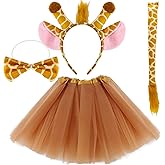 Tihebax Animal Costume Set - Animal Ears Headband, Nose and Tail, Bow Tie for Cospaly Party
