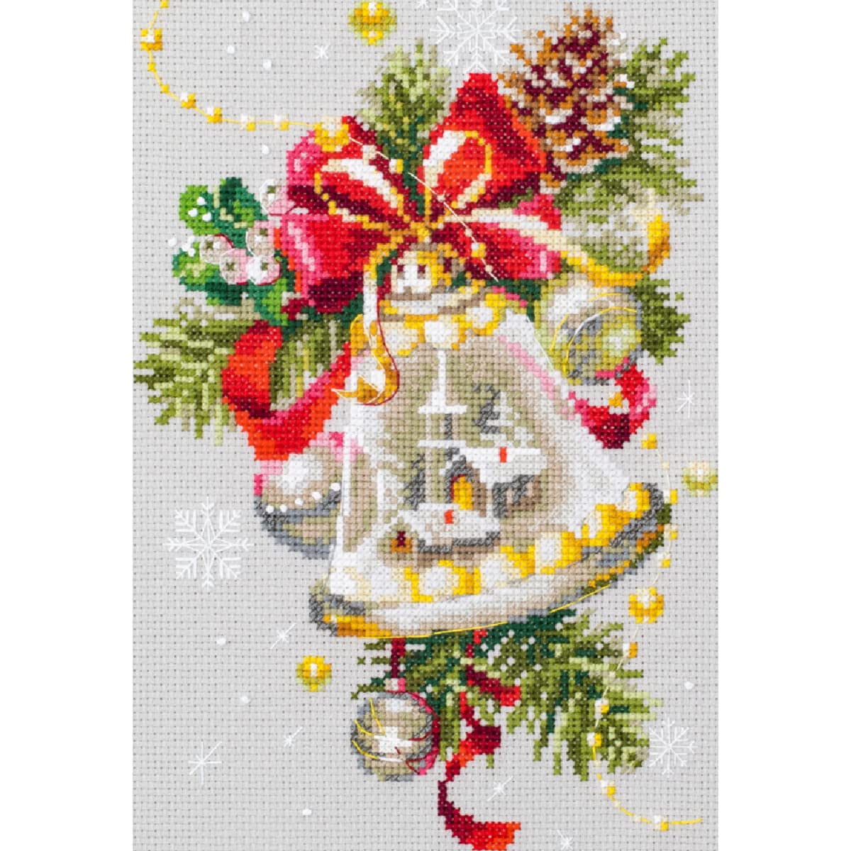 Magic needle 100-232 ZW Christmas Bell Cross Stitch Kit with Zweigart Edition Counted Pattern Cotton Multi-Coloured 16 x 23 cm
