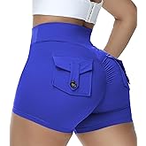 COFCAT Booty Shorts for Women Scrunch Butt Shorts with Pocket Cargo Workout Biker Gym Bottoms