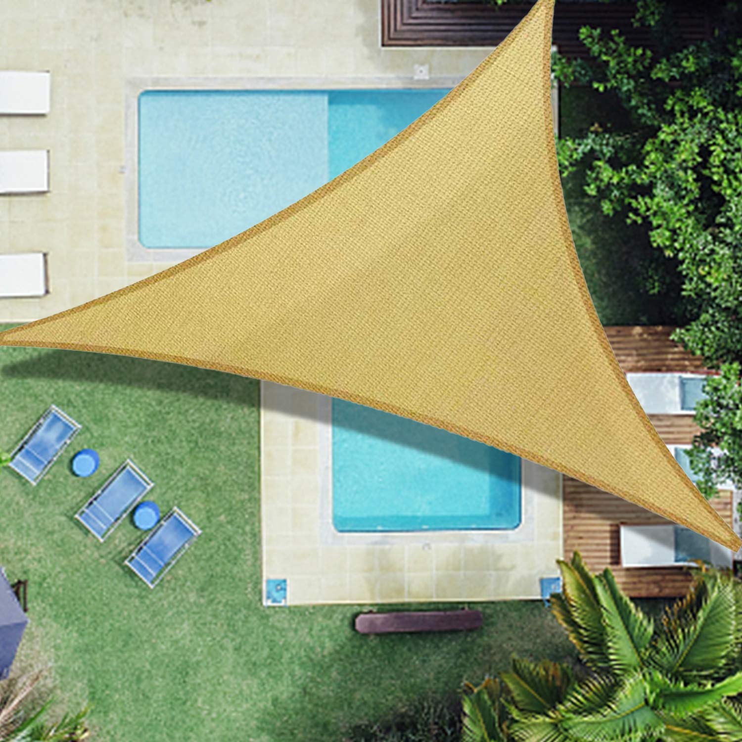 REPUBLIC SUN Sun Shade Sail 8' x 8' x 8' Sand Triangle Canopy UV Block Awning for Outdoor Patio Lawn Garden Backyard