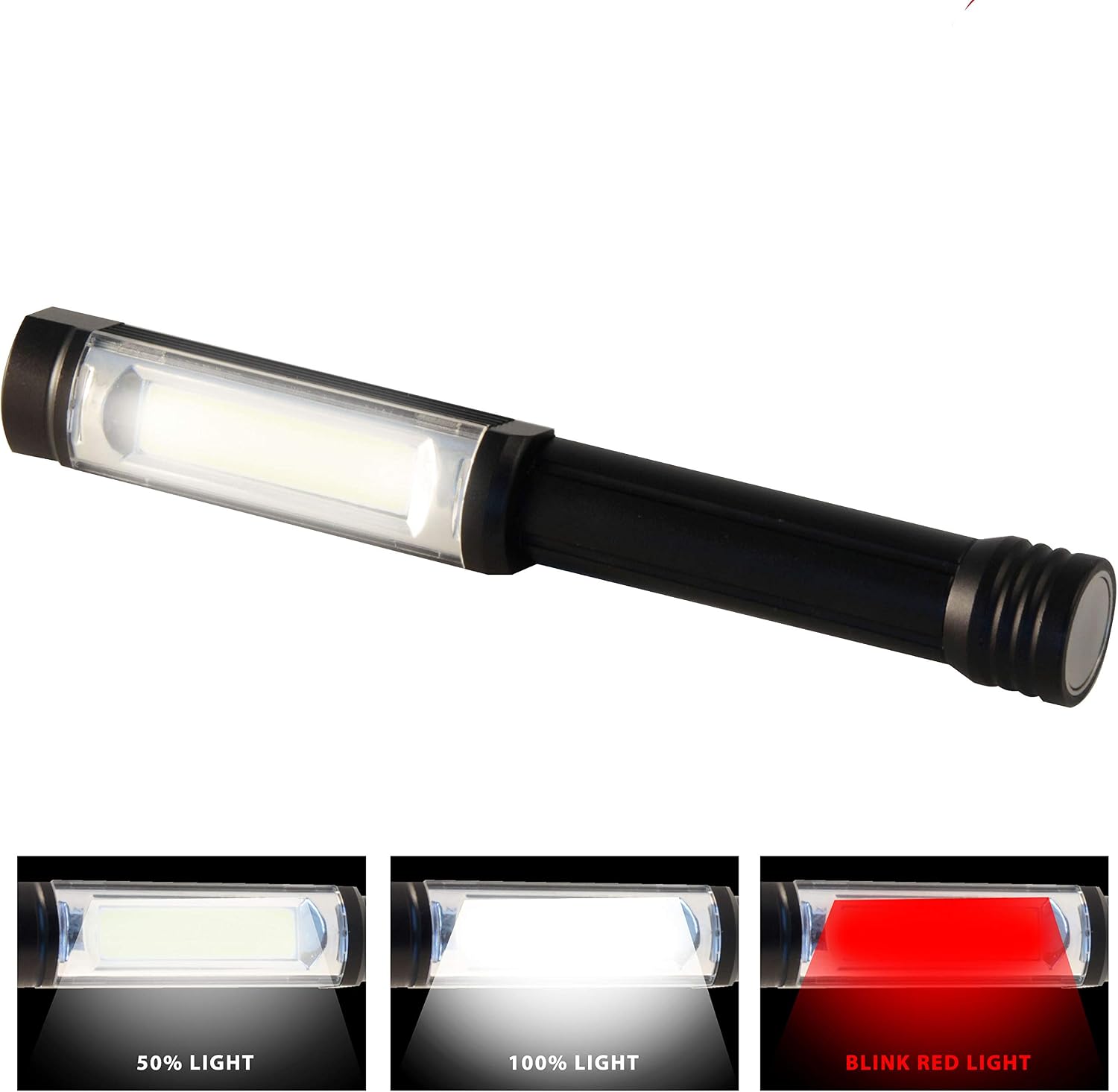 Big Daddy: 3W COB Aluminum Torch + red Flash. Hyper Powerful Magnet, Black - Image 4