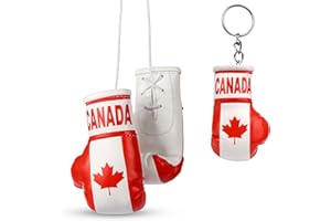 Titan Canadian Flag Mini Boxing Gloves with Matching Keychain – Synthetic Leather | Car Mirror Accessory | Gym Bag, Locker, B