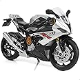 Risopen 1:12 Motorcycle Model Toy for BMW S1000RR Metal Die-cast with Plastic Motorcycle Model No Assembly Required Mini Finished Moto Gift for Adult(Silver)