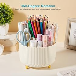 Lolocor Desk Pencil Pen Holder, 5 Slots 360 Degree