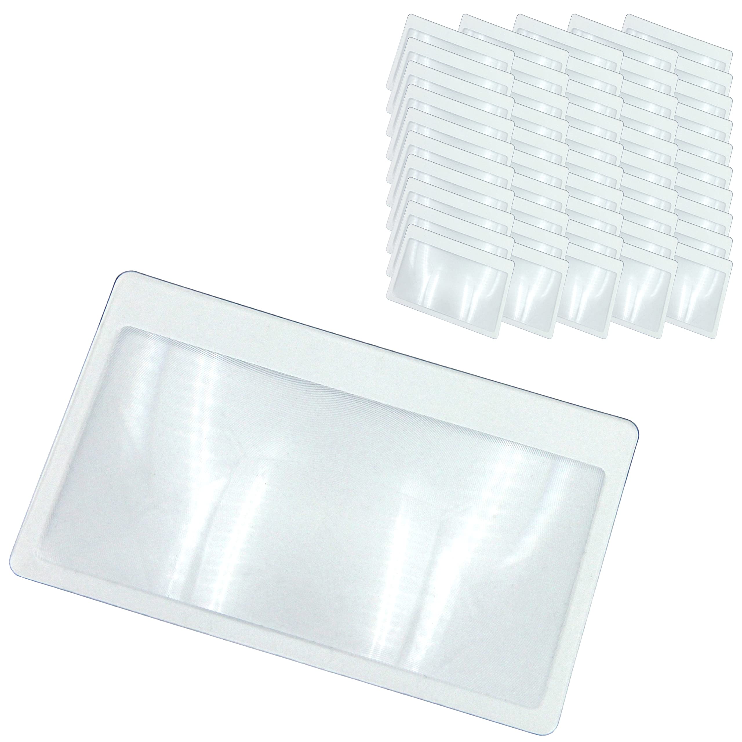 Thorani Pack Of Credit Card Size Pocket Magnifiers - Small Card Magnifier With 3X Magnification, Ultra Thin, Flexible And Shatterproof (Transparent, 50)