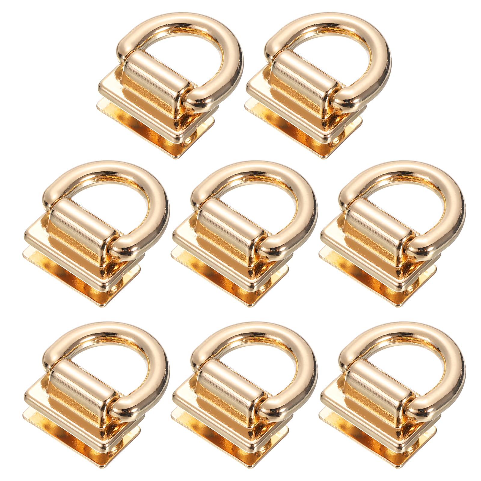 Uxcell Metal Bag Connector with D Ring, 8Pcs 18mm Purse Bridge Hanger Buckle with Screws for Purse DIY, Key Chain Lanyard (Light Golden)