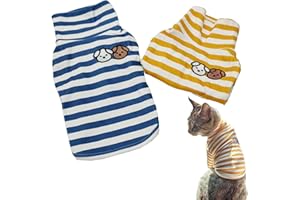 IMDOUBLEDOU Pack of 2 Cute Doggie Embroidery Dog Coat Turtleneck Stretchy Dog Sweater Super Soft Dog Cold Weather Coat for Cats Dogs (Small, Blue+Yellow)