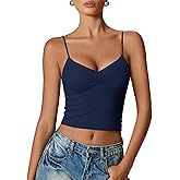 Avidlove Women Sexy V Neck Tank Top Spaghetti Strap Y2K Going Out Basic Cami Shirt