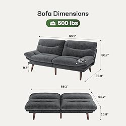 Marsail Futon Sofa Bed, Futon Couch with Adjustable