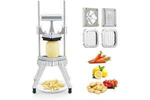 Garvee Commercial Vegetable Chopper, Stainless Steel French Fry Cutter with 4 Blades, Ergonomic Handle, Non-Slip Feet, Easy C