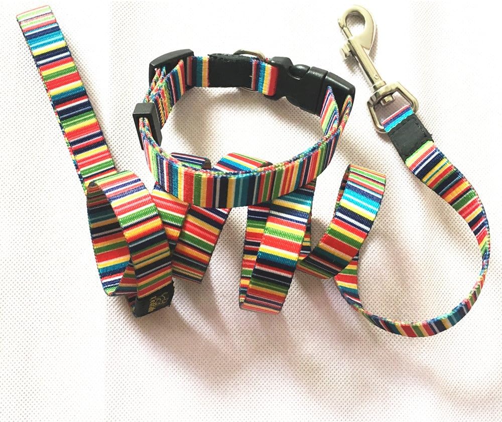 Joopet Pet Collars Classic Rainbow Basic Nylon Dog Collar Made for Puppy Pet, Matching Leash & Collars Set Available