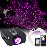 16W Car Home Starlight Headliner Kit, Twinkle &amp; Sound Activate RGBW Fiber Optic Lights with APP &amp; Remote Control, Star Lights for Ceiling Decoration, 500 pcs 6.5ft