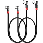SUNGUY Right Angle USB C to A Cable 2FT/0.6m, 2Pack 3A Short USB-A to USB-C 90 Degree Fast Charging Data Sync Cable Nylon Braided for Samsung Galaxy S22 S20 S10 S9, LG, Google Pixel, Power Bank