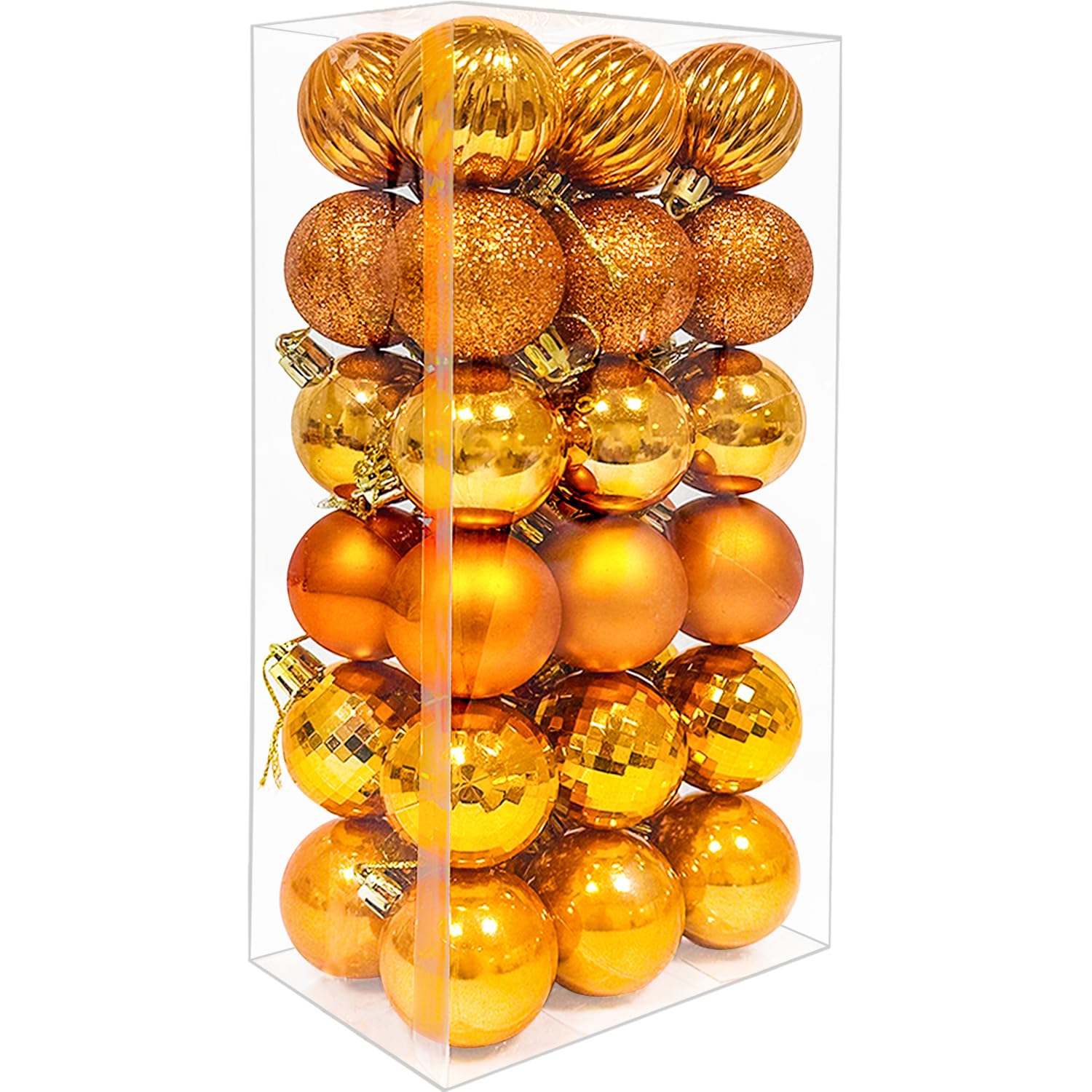 36PCS 4CM Christmas Baubles Xmas Balls Christmas Tree Decorations Small Xmas Balls Hanging Ornaments for Home Holiday Party, Orange