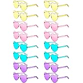 Colzzy 16 Pair Heart Shaped Sunglasses Bulk Witch Birthday Party Sunglasses Candy Color Eyewear for Party Women