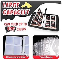 Card Binder 4-Pockets, 400 Pockets Card Holder with