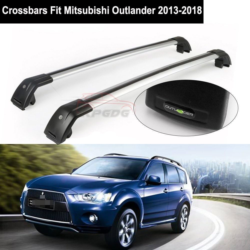 KPGDG 2Pcs Lockable Roof Rack Crossbars Cross Bar Fit for Mitsubishi Outlander 2013-2018 Baggage Luggage Rail Sliver