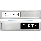 Stainless Steel Dishwasher Magnet Clean Dirty Sign - Premium Magnetic Signs That Say Clean/Dirty - Optional Sticker Adhesive for Non-Metal Surface Dish Washers - Black &amp; White Minimalistic Style