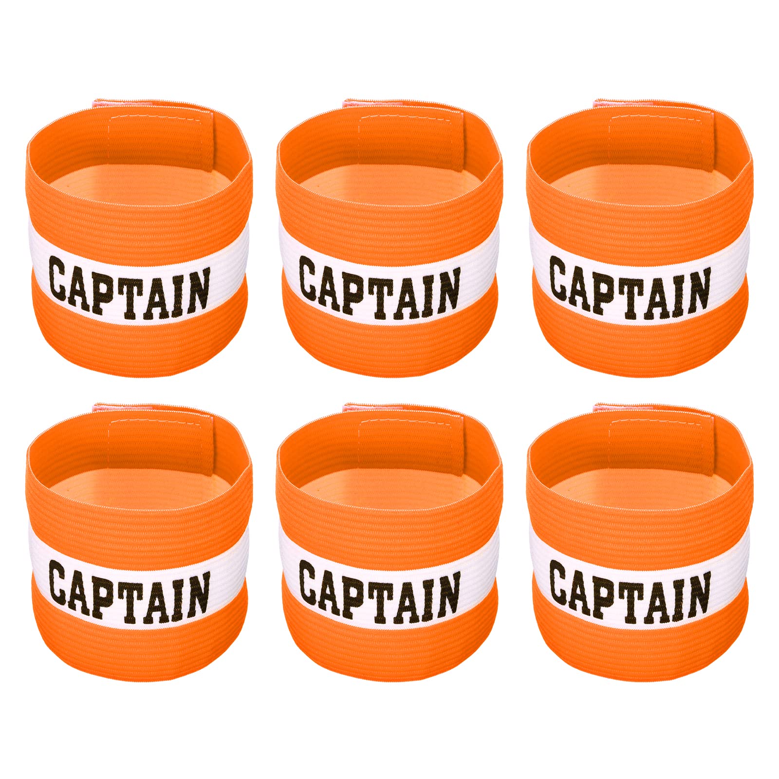 PATIKIL Captain's Armband, 6 Pack Elastic Arm Band for Soccer Team Training, Orange