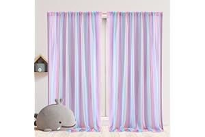 Eimilaly Rainbow Sheer Curtains for Bedroom/Theme Party/Wedding/Photographic Background, Rod Pocket Sheer Curtains 84 inches Long Sheer Canopy for Girls Room Decor, 1 Panel