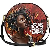 Afroyla African Women's Circle Crossbody Bag, Premium Vegan Leather, Adjustable Strap, Zipper, Gifts for Her, Mom, Wife