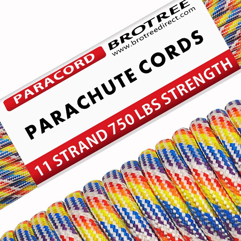 BROTREE 750 Paracord 11 Strand Nylon Parachute Cord Outdoor Survival Rope - 750lb Breaking Strength (50ft)