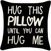 Sufamb Hug This Pillow Until You Can Hug Me Throw Pillow Covers, 18 x 18 Pillow Case, for Boyfriend Girlfriend Birthday Gifts, Long Distance Relationships Gifts (Black)(18x18in)