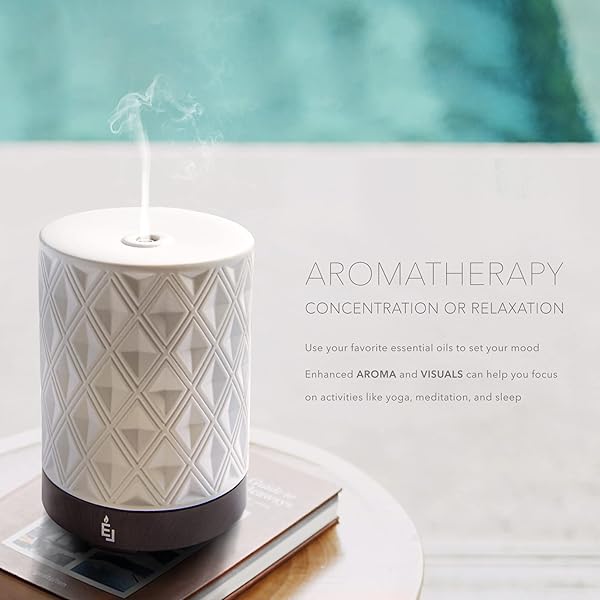 EARNEST LIVING ESSENTIAL OIL DIFFUSER FOR LARGE ROOM WHITE CERAMIC 250ML AROMATHERAPY DIFFUSER WITH 4 TIMERS 7 NIGHT LIGHTS AND AUTO OFF FUNCTION FOR HOME GIFT