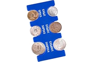 Fsnjcz Japanese Yen Coin Holder Hard Case Organizer and Storage for Coins Rectangle JPY Coin Organiser and Dispenser, Plastic Coin Sorter Wallet (blue)