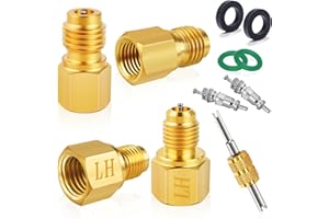 Boltigen R1234YF Refrigerant Tank Adapters, R12 to R1234YF Adapter Connector, 1/2 LH to 1/4 Flare R1234YF Vacuum Pump Adapter
