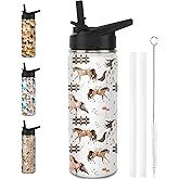 Horse Water Bottles with Straw, 18 Oz Insulated Stainless Steel Tumbler Cup Mug Horse Gifts for Women Girls Horse Lovers