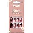 KISS Bare but Better, Press-On Nails, Nail glue included, 'Chemistry', Red, Medium Size, Almond Shape, Includes 28 Nails, 2g Glue, 1 Manicure Stick, 1 Mini file