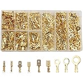 XINTAIHELE Male Female Spade Connectors Kit Non Insulated Open Barrel Bullet Connectors Copper O-Type Ring Terminal Crimp Con