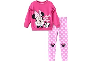 Disney Frozen Minnie Mouse Stitch Princess Fall Toddler Girl Outfit 2 Piece Girl Clothes Long Sleeve Sweatshirt and Leggings